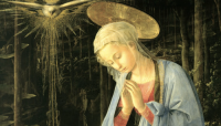 Fra Filipo Lippi, Adoration in the Forest, 1459 detail